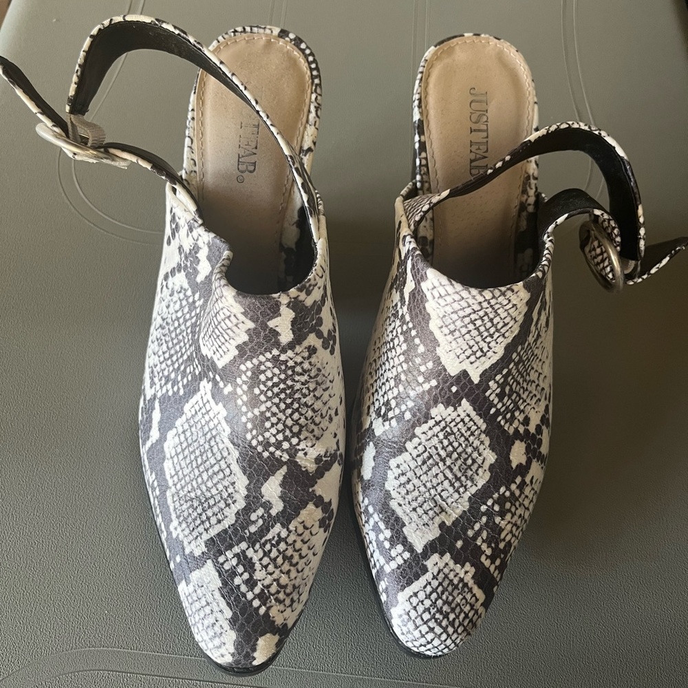Faux Snakeskin Mule Booties